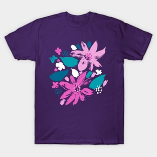 Floral pattern - hand painted flowers - colorful abstract flower pattern design T-Shirt